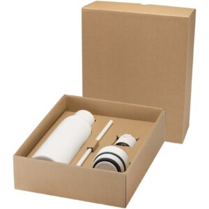 Illuminate 650 ml RCS recycled double wall stainless steel water bottle with 3-piece lid set