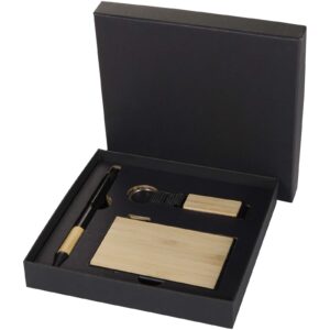 Minka RCS recycled aluminium ballpoint pen, keychain and RFID card holder gift set