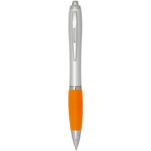Nash RCS recycled plastic ballpoint pen with silver barrel and coloured grip (black ink)