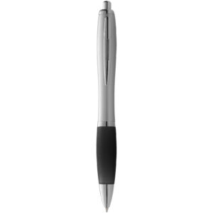 Nash ballpoint pen silver barrel and coloured grip (blue ink)