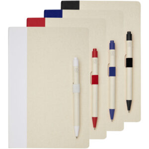Dairy Dream A5 size reference recycled milk cartons notebook and ballpoint pen set