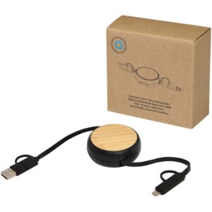 Chechia 5-in-1 recycled plastic 100 cm retractable data sync and 45W fast charge cable