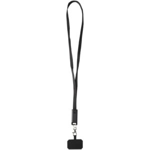 Franz recycled plastic smartphone lanyard with built-in data sync and 65W fast charge 5-in-1 cable