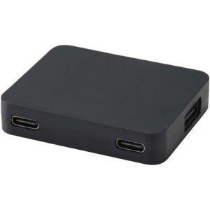 Gaia 4-port USB hub with USB-A and Type-C output and dual input - made from recycled plastic