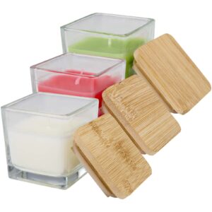 Ambra square glass candle with bamboo lid