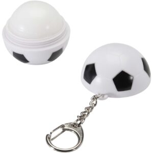 Rami football-shaped vanilla lip balm with SPF 15 and keychain