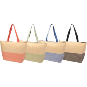 Rhythm straw paper large zipped tote bag 21L