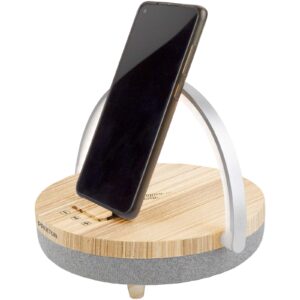 Prixton 4-in-1 10W Bluetooth® speaker with LED light and wireless charging base